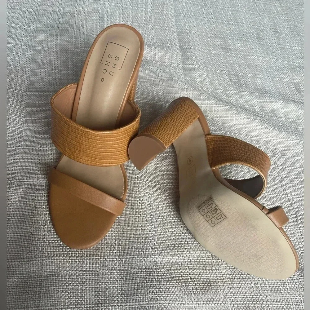 Women’s Brown Leather Strappy Heels - Sz. 8